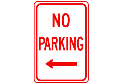 No Parking with Left Arrow Sign